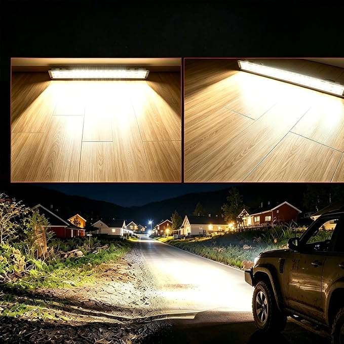 LED Lights Bars Kits (2) 20 Inch 180W (4) 4Inch 72W 12V 24V Truck Bumper Slim Work Off Road Driving Flood Spot Lights Pods 10000lumen 6500K for ATV Tractor Pickup Golf Cart RV with (2) Wiring Harness