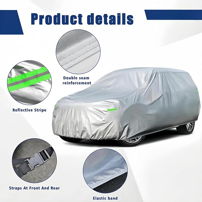 Car Cover Compatible with Jeep Wrangler 4 Door (2006-2026 JK JL) - Outdoor Waterproof Sun Rain Snow Hail UV Protection with Driver Door Zipper
