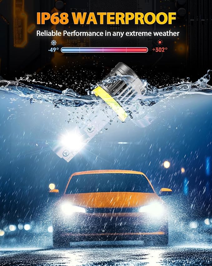 Ursprung 2026 Upgraded H11/H8/H9 Eletronic Flashers, Ultra Brightness, 1:1 Halogen Size, 6500K Cool White, 10-Year Long Service Life Fog Light with Cooling Fan, Plug and Play