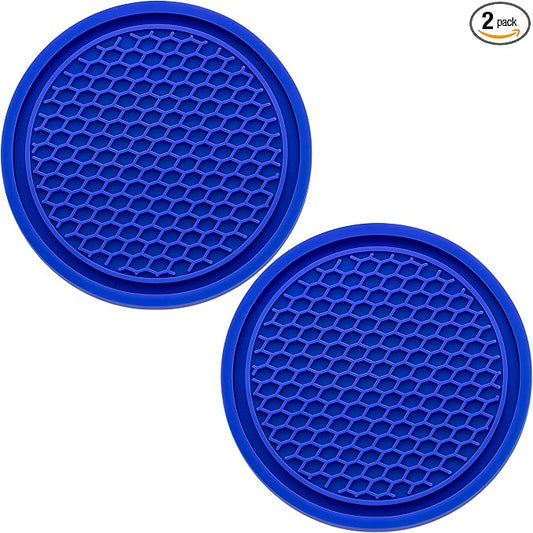 2PCS Car Cup Holder Coaster, Universal Auto Non-Slip Cup Holder Coaster, 2.75In Universal Non-Slip Recessed Car Interior Accessories (Deep Blue)