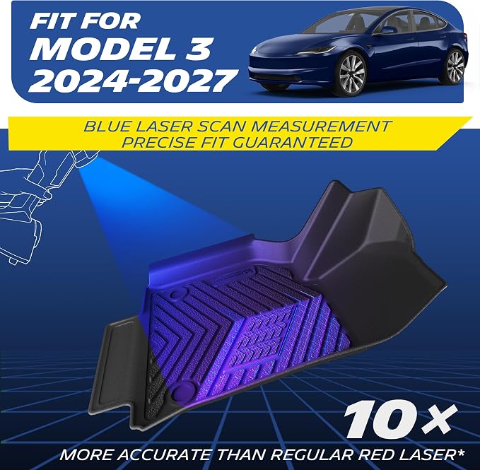 Michelin Vehicle Mats, Premier Series All-Weather TPE Custom Fit Liner for 2024-2027 Tesla Model 3 Floor Mats (8 Piece)