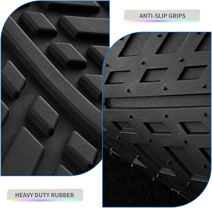 PIC AUTO Car Floor Mats, Blue Aluminum-Molded with Full-Circle Iridescent Inlay Strip Car Mats, Universal-Fit Rubber Mats for Cars, Trucks & SUVs, All-Weather, Non-Slip, Easy-to-Clean Interior Mats