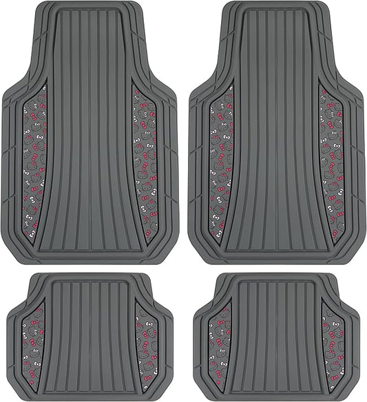 Hello Kitty Car Mats 4pc Floor Mats for Cars Trucks SUVs Grey Car Floor Mats for Women Men Accessories Rubber Heavy Duty Cute Non-Slip Always Front Rear Hello Kitty Cars Accessories Gray/Pink