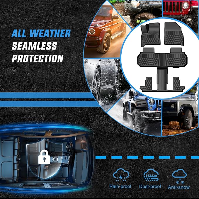 Nilight TPE Floor Mats for Chevy Traverse GMC Acadia 7 Seats 2024-2026 & Buick Enclave 7 Seats 2025 2026 All Weather Custom Fit Heavy Duty Floor Liners