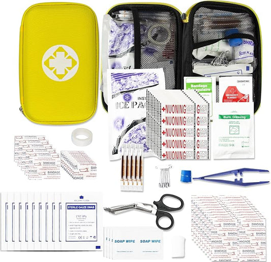 First Aid Kit Car Home Emergency Essential Kits - Yellow 277Pcs YIDERBO | Basic Hiking Supplies Survival Gear First Aid Set Camping Backpacking Sports