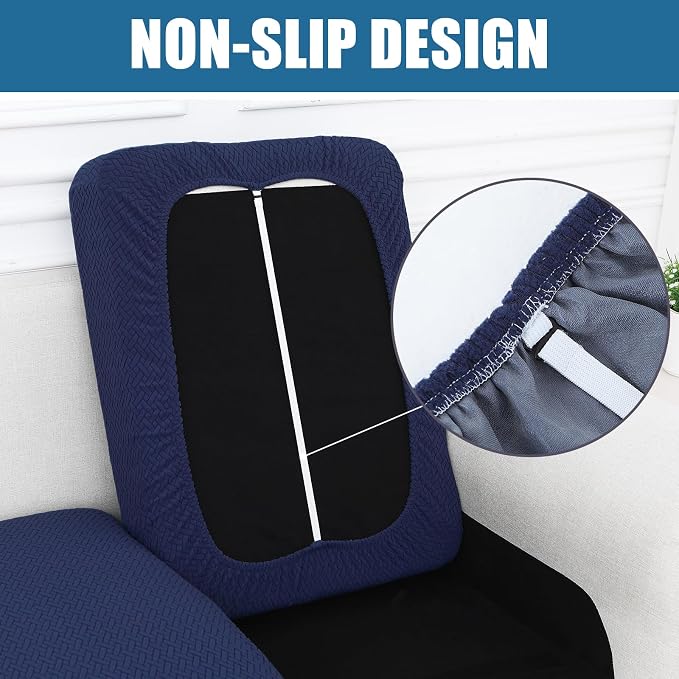 Smiry Waterproof Couch Cushion Covers, Stretch Jacquard Thick Sofa Cushion Covers, Washable Seat Slipcover Elastic Furniture Protector for Pets, Kid (2PC, Navy)