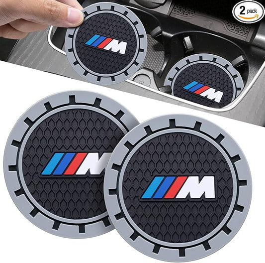 Car Cup Coaster, 2PCS Universal Non-Slip Cup Holders, Compatible with BMW M Series Car Cup Holder Coasters，Car Drink Coaster Holder Accessory, Black