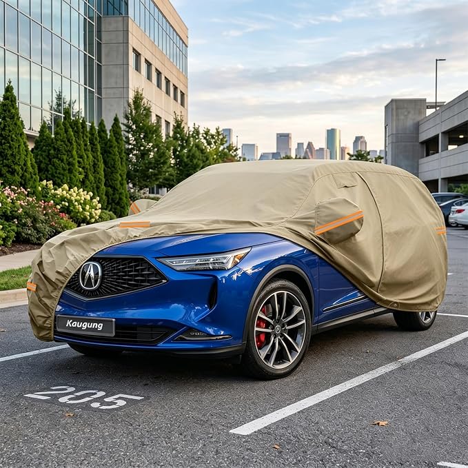 Kaugung Custom Fit Car Cover for Acura MDX (2001-2026), Heavy Duty All Weather Waterproof Outdoor SUV Cover, Sun Rain Snow UV Protection with Driver Door Zipper, Mirror Pockets & Air Vents