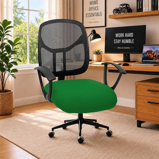 DIVA EN CAMINO DEC Stretchable Desk Office Chair Seat Cushion Covers - Universal Spandex Computer Chair Slipcover - Removable Washable Cushion Protectors Anti-Scratch for Dogs, Cats, Pets (Green)