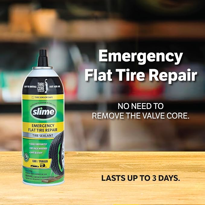 Slime 60186-6PK Flat Tire Puncture Repair Sealant, Emergency Repair for Highway Vehicles, Suitable for Cars/Trailers, Non-Toxic, eco-Friendly, 6 x 14oz