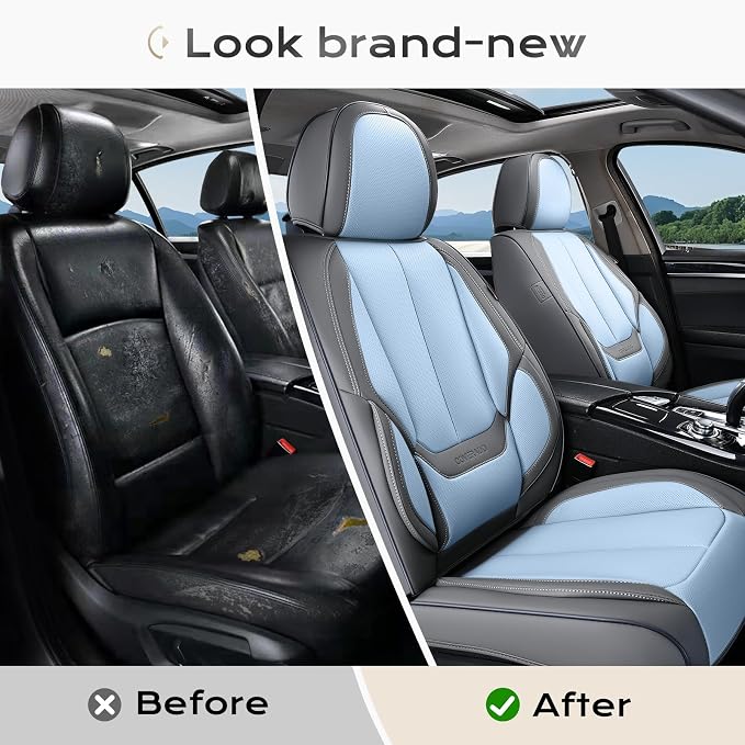 Coverado Car Seat Covers, Seat Covers for Cars, Waterproof Leather Auto Seat Protectors, Leather Car Seat Cushion, Car Interiors Accessories Universal Fit for Most Cars