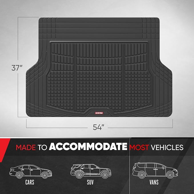 Motor Trend FlexTough LITE Rubber Car Mats Full Set with Cargo Liner - All Weather Floor Mats for Cars & SUVs - Automotive Waterproof Black Car Floor Mats for Cars Accessories Universal Trim-to-Fit