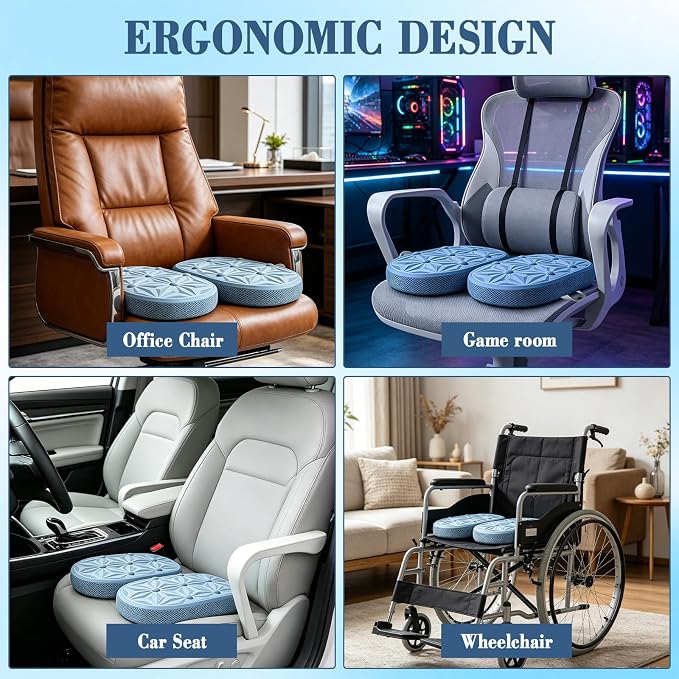 Cooling Gel Enhanced Memory Foam Seat Cushion, Desk Chair Seat Cushion, Office Chair Cushions, Foldable Portable, Back Sciatica Coccyx Tailbone Pain Relief, Driving Car Airplane Wheelchair Bleachers