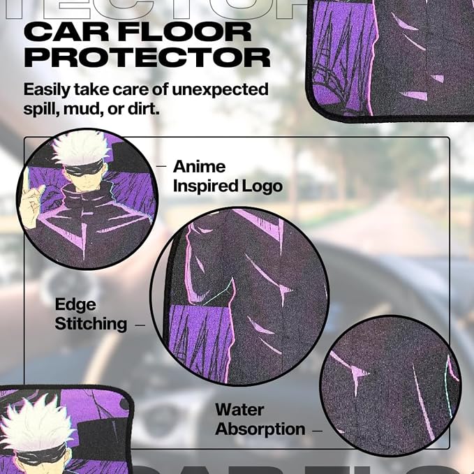 Anime Car Carpet Mat Set of 2 Front, jk Gjo Design Automotive Accessories Interior All Weather Floor Mats Decor with Non Slip Black Anti Skid Backing