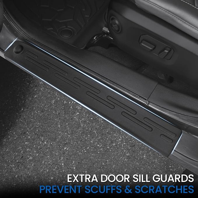 Floor Mats Set for Jeep Wrangler JL 4XE 2021-2025 4-Door (Not fit JK/GAS/2-Door), All Weather TPE Backrest Mat Trunk Mat Cargo Liner Door Sill Guards Accessories