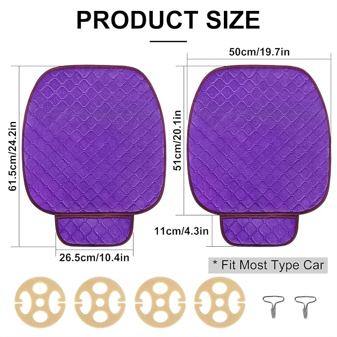 surpassme Car Seat Covers Universal Seat Covers for Car Accessories with Storage Pockets, Car Front Seat Covers and Rear Bench Coverfor Automotive, SUV, Truck, and Van(Purple)