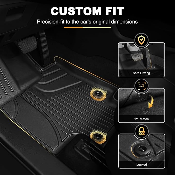 Floor Mats for Toyota Highlander 2020-2026 7 Seats (Gas & Hybrid) Cargo Mat | Not for Grand Highlander. Custom Fit All-weather Protection Cargo Liner & Seat Back Mat Waterproof Easy to Clean Heavy Duty