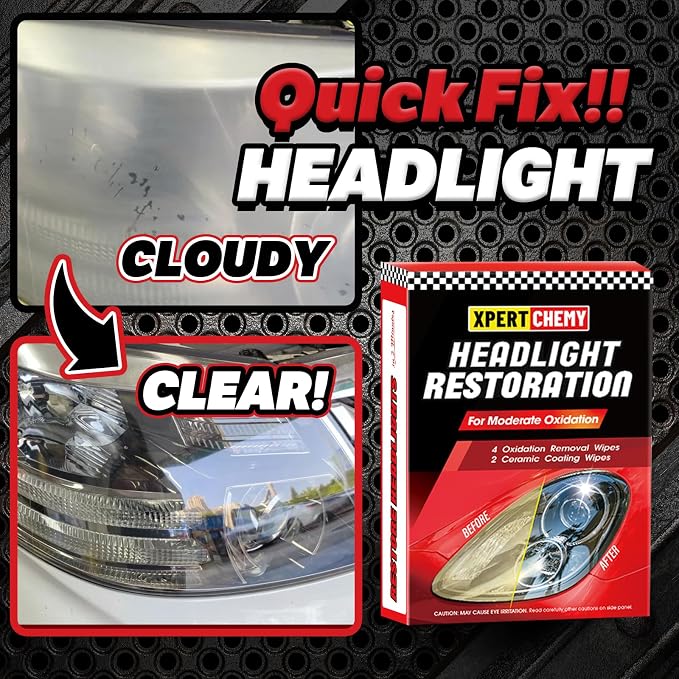 XPERTCHEMY Headlight Restorer Kit,Fast-2 Step Process Headlight Restoration Kit for Removing The Moderate Yellowing, Haziness, and Oxidation.It Provides with the Best Protection 18 Months.