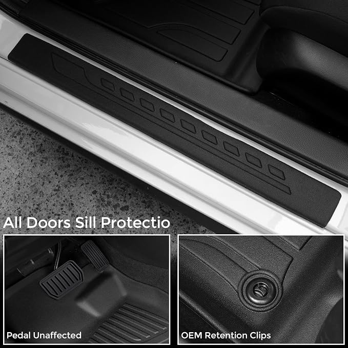 Floor Mats for Honda Civic Sedan 2022-2026, All Weather Floor Mats Trunk Cargo Liner and Door Sill Guards Accessories, Full Coverage Set (Gas Only, Not fit Manual)