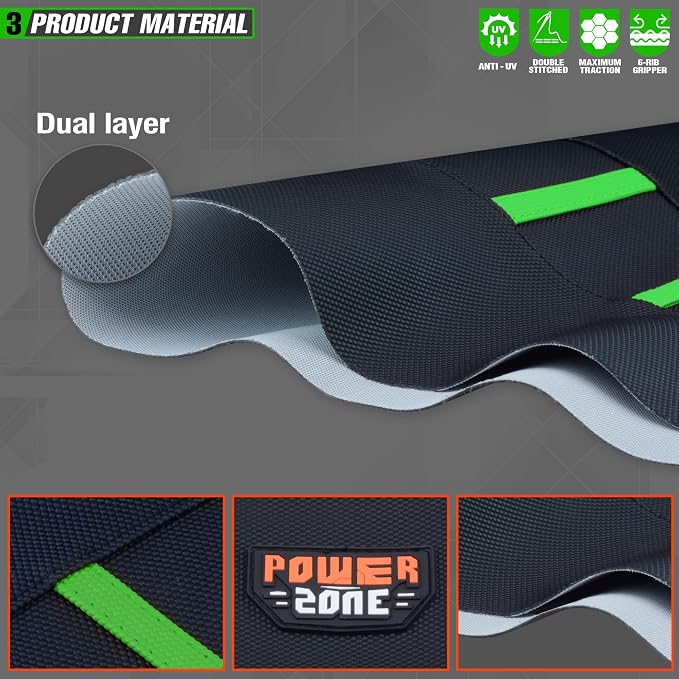 Universial Dirt Bike Seat Cover - Soft Ribbed Rubber Seat Covers for Motorcross Enduro Green