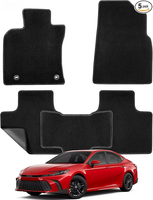 Carpet Floor Mats for Toyota Camry 9th 2025 2026 LE/SE/XLE/XSE, All Weather Full Black Rugs with Non-Slip Nibs Custom Fit for Front & 2nd Rear Row, Noise-Reducing Waterproof Odorless Car Accessories