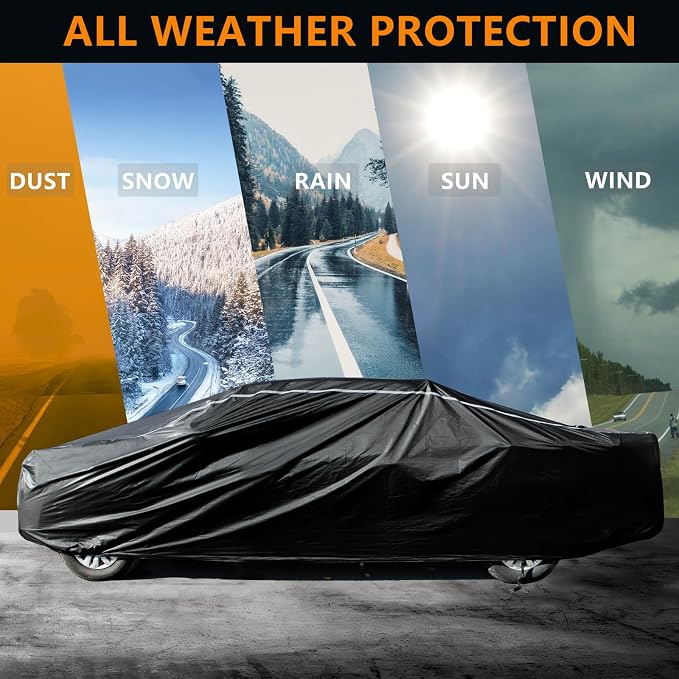 Pickup Truck Cover Waterproof All Weather, Outdoor Sun UV Rain Pickup Protection, 6 Layer Heavy Duty Truck Cover, Length Up to 233 Inch(233"*79"*78")