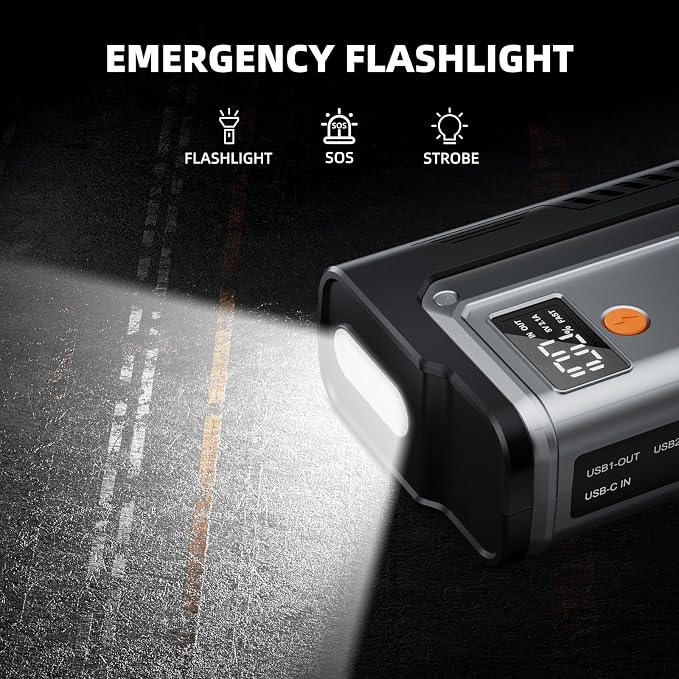7000A Jump Starter for All Gas & 12.0L Diesel, 800LM Flashlight | Force Start for Completely Dead Batteries,Fast Charging & 10 Advanced Safety Protections