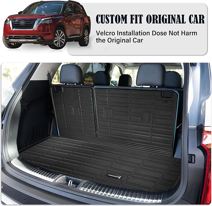 Floor Mats for 2022 2023 2024 2025 Nissan Pathfinder Cargo Mat Liner | All Weather TPE Protector Back Seat Cover 3rd Row for 2022-2025 Nissan Pathfinder Accessories