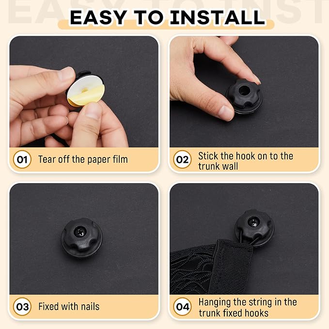 Frienda 2 Pcs 17.7 x 9.8 Inches Stretchable Small Cargo Net Pocket Boat Storage Mesh Net Elastic Automotive Storage Pouch with Mounting Screws and Hooks for Truck Car SUV Boats
