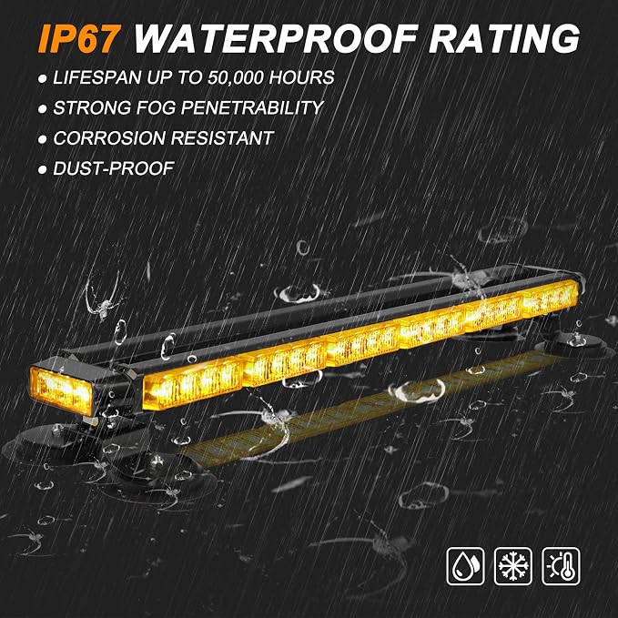 ASPL 29.5" 54 LED Strobe Light Bar Double Side Flashing High Intensity Emergency Warning Flash Strobe Light with Magnetic Base for Safety Construction Vehicles Tow Trucks Pickup (Amber)