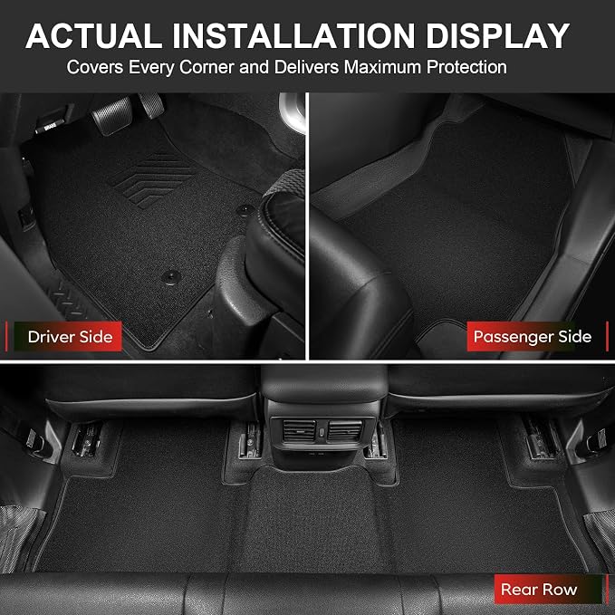 Floor Mats Compatible with 2015-2026 Ford F-150/F150/F 150 Lightning SuperCrew Cab (Not Fit Rear Seat with Under-Seat Fold Flat Storage) - Custom Fit All Weather Floor Liners 1st & 2nd Row