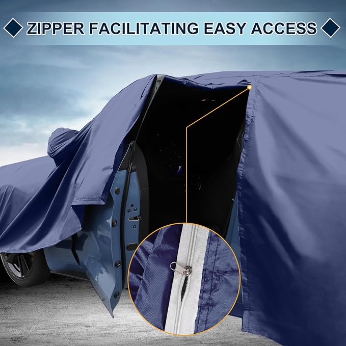 Navy Blue Heavy Duty Waterproof Car Cover for SUV 173"-179" - All-Weather UV Protected Outdoor Full Exterior Cover with Sun/Snow/Rain Resistance