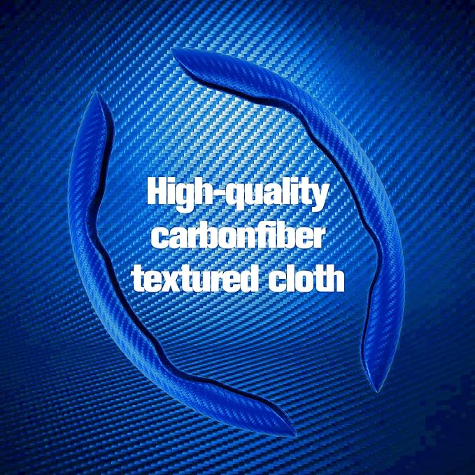 Amiss 2pcs Carbon Fiber Anti-Skid Steering Wheel Cover, Waterproof & Segmented Butterfly Design, Universal 99% Vehicle Wheel Cover Protector, Car Interior Accessories (Blue-2pcs)
