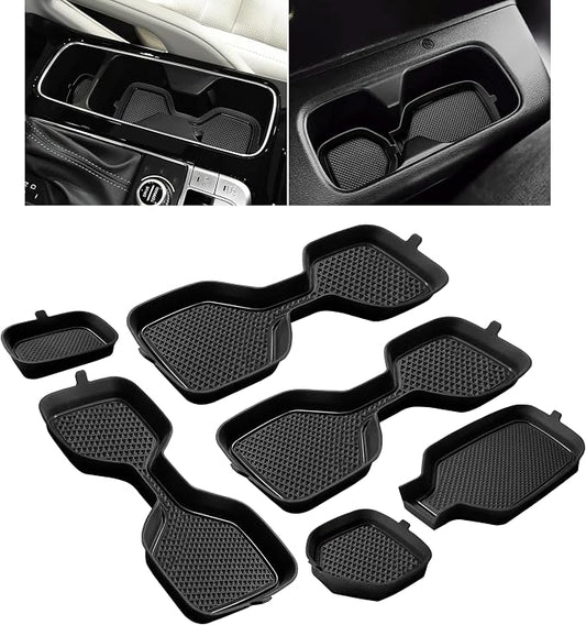 Cup Holder Coaster for Kia Telluride Accessories 2020 2021 2022 2023 2024 2025 Non-Slip Silicone Cup Holder Insert Mat Center Console Protector Liner Pad Interior Decoration 6Pcs (Black Trim)
