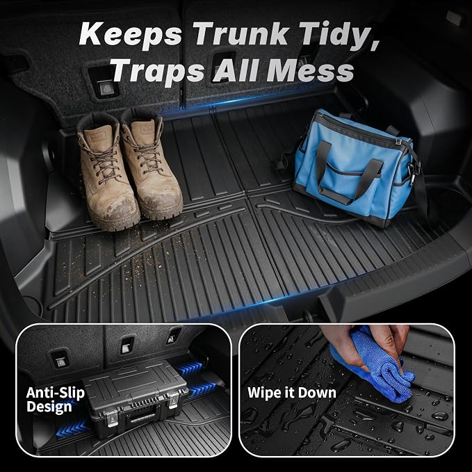 OEDRO Floor Mats Fits for Chevy Tahoe/GMC Yukon 2026-2021 7-Seaer | 1st Bucket Seats,TPE All-Weather Floor liner Cargo Mats for Chevrolet Tahoe GMC Yukon