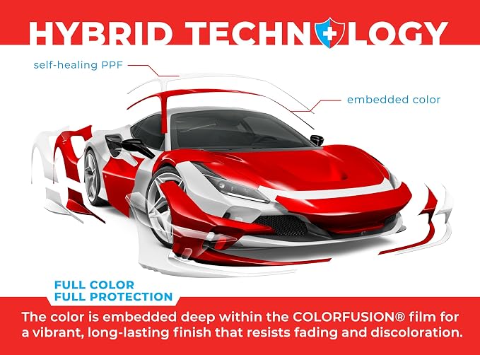 ColorFusion PPF by VViViD, Gloss Dragon Fire Red Dry Apply PPF Vinyl Car Wrap Roll 1ft x 5ft