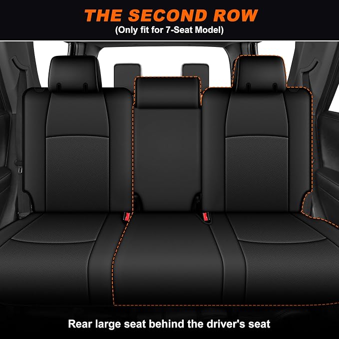 AOMSAZTO Custom Fit Seat Covers for Toyota 4runner 2011-2024 7 Seats | Full Set Faux Leather Car Seats Cover for 2011 2012 2013 2014 2015 2016 2017 2018 2019 2020 2021 2022 2023 2024 4Runner Black