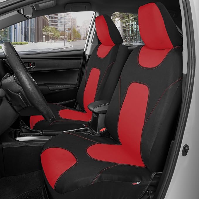 Motor Trend AquaShield Waterproof Front Seat Covers, Red Seat Covers for Cars – Neoprene Front Car Seats Cover, SUV Seat Covers Protector - Car Interior Cover for Auto, Trucks, & Dog Owners
