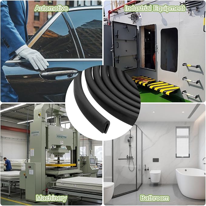 PATIKIL 13.1ft U Rubber Edge Trim Fit for 5mm Edge, 12 mm x 12 mm Black