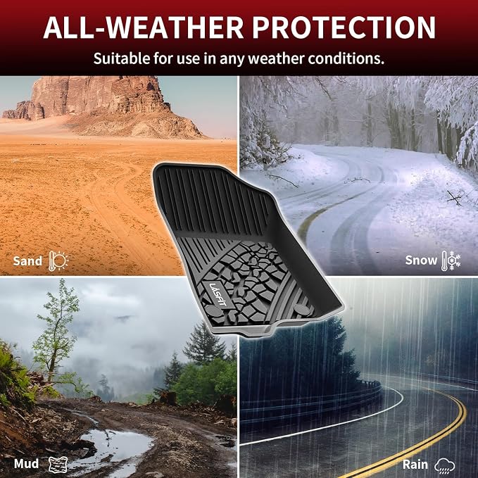 LASFIT Floor Mats for Jeep Wrangler JL 2018-2025 2026 Unlimited 4 Door Gas/MHEV Type (Not Fit for JK or PHEV) All Weather TPE Custom Fit Car Mats Floor Liners 1st & 2nd Row, Black