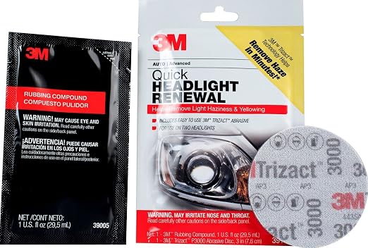 3M Quick Headlight Renewal, Helps Remove Light Haziness & Yellowing in Minutes, Hand Application, 39186, 1 Sachet