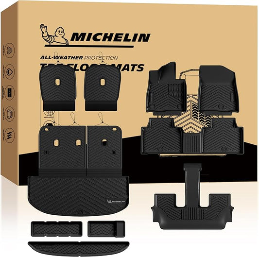 Michelin Vehicle Mats, Premier Series All-Weather TPE Custom Fit Liner for 2027 Kia Telluride Gas 7 & 8 Seats Floor Mats (10 Piece)
