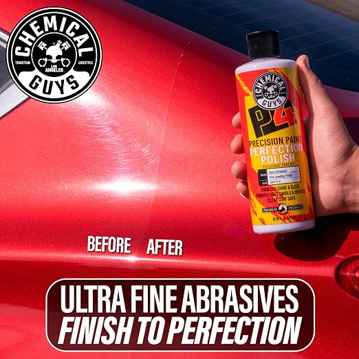 Chemical Guys, P4 Precision Paint Perfection Polish for Clear Coat, 16 oz | Refines swirls, towel marks and light defects, restoring deep gloss and clarity to clear coat, body-shop ready