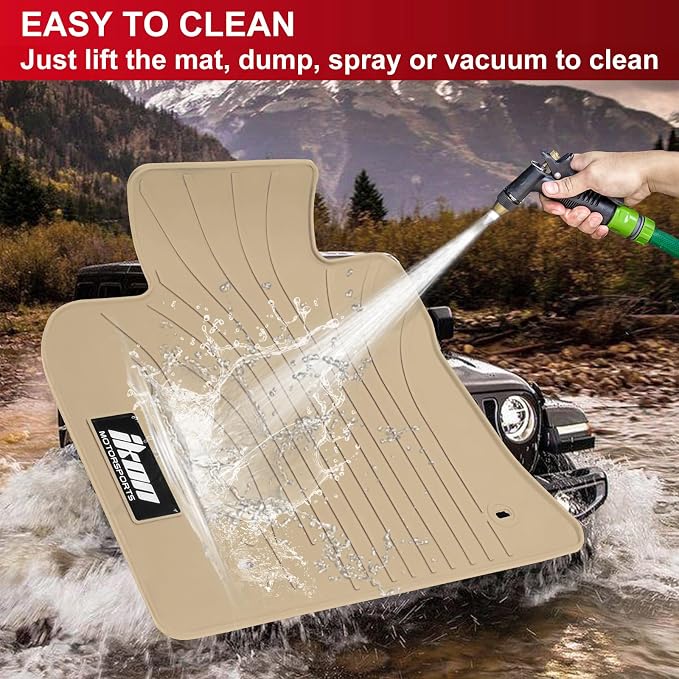 Fit 2018-2024 Toyota Camry Custom Fit Floor Mat IKON Style Beige | IKON MOTORSPORTS, Latex Rubber Heavy Duty All Weather Car Front Rear Carpets Liner 5PC