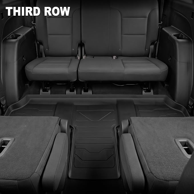 KARPAL Floor Mats for 2024 2025 2026 Chevy Traverse & GMC Acadia & 2025 2026 Buick Enclave 7 Seats Captain Chairs, All-Weather TPE Custom Fit Floor Liners Car Accessories