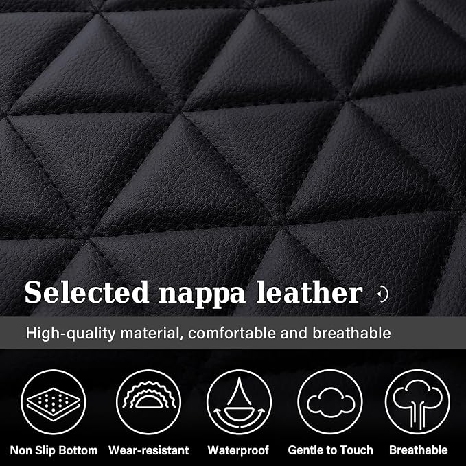 Coverado Car Seat Covers Full Set, Leather RAM 1500 Seat Covers Protectors Compatible with 2002-2026 Dodge RAM 1500 2500 3500 Crew Double Mega Quad Cab with Flat Bench, Black