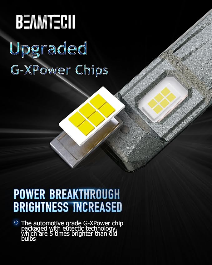 BEAMTECH H11 Bulbs, H8 H9 Fog Light G-XPower Chip 500% Brighter Plug & Play | 6500K White Light Pack of 2