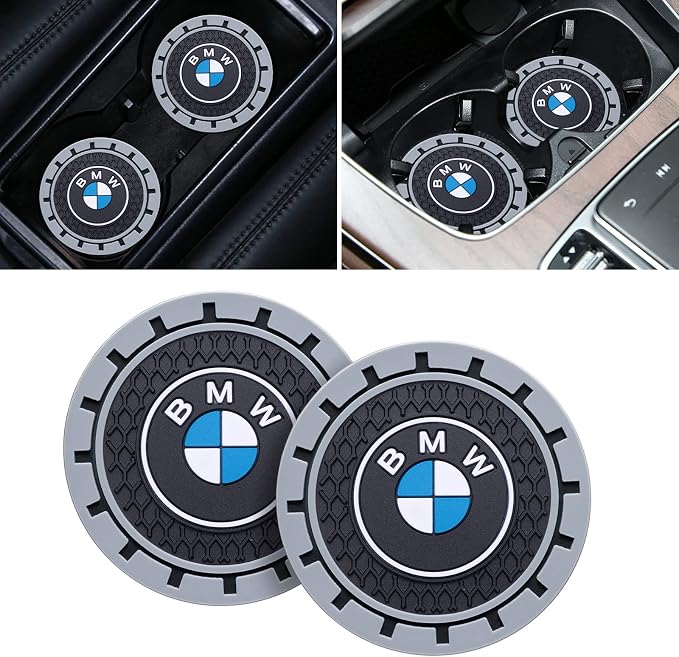Car Cup Coaster, 2PCS Universal Non-Slip Cup Holders, Compatible with BMW SeriesCar Cup Holder Coasters，Car Drink Coaster Holder Accessory, Black