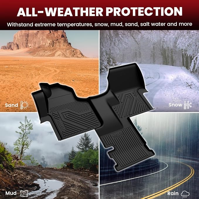 LASFIT Floor Mats for Mercedes Benz & Dodge Sprinter 2500/3500 2007-2018 | LASFIT Car Mats for Sprinter Cargo Van 2500/3500, All-Weather TPE Non-Slip, 1st row with aisle liner