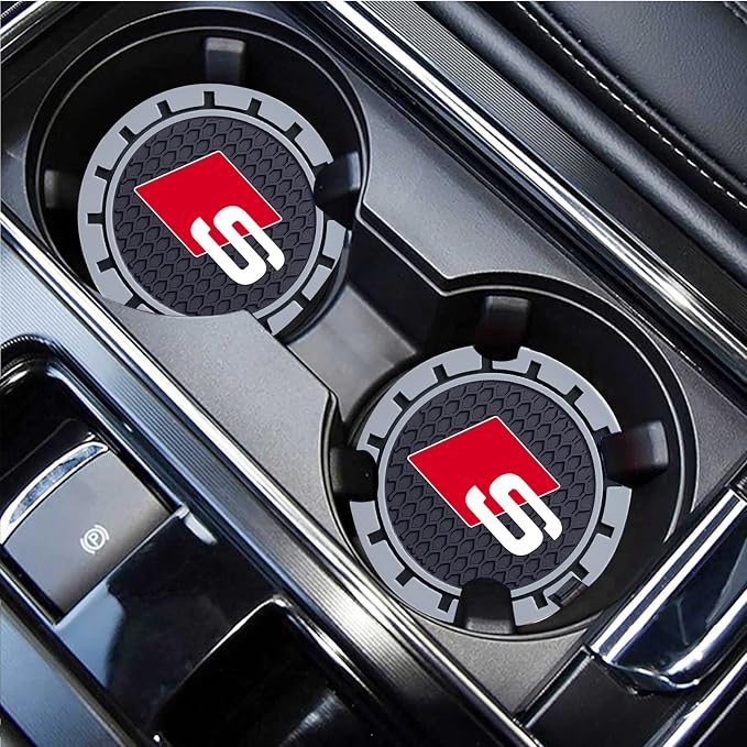 Car Cup Holder Coaster for Audi S Line Recessed Silicone Cupholder Coaster Interior Accessories 2.75IN 2Pack